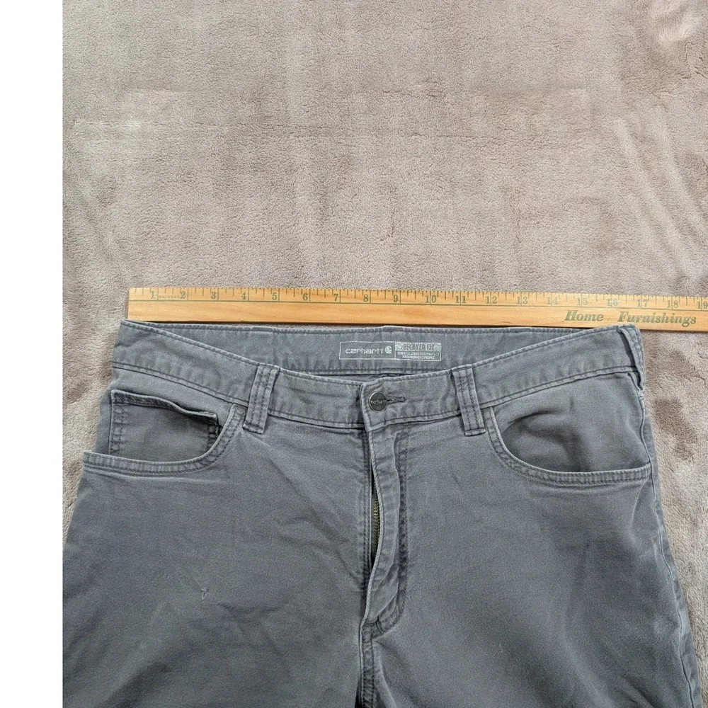 Carhartt Work Pants Mens 34x32 Gray Rugged Flex Relaxed Fit Canvas BN2517-M
